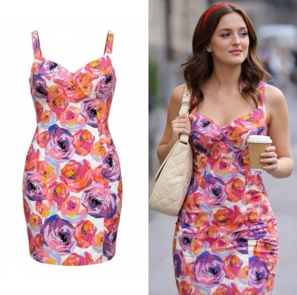 Nanette Lepore Candy Girl Floral Bustier Mini Dress Sz 10 Sweetheart Neckline